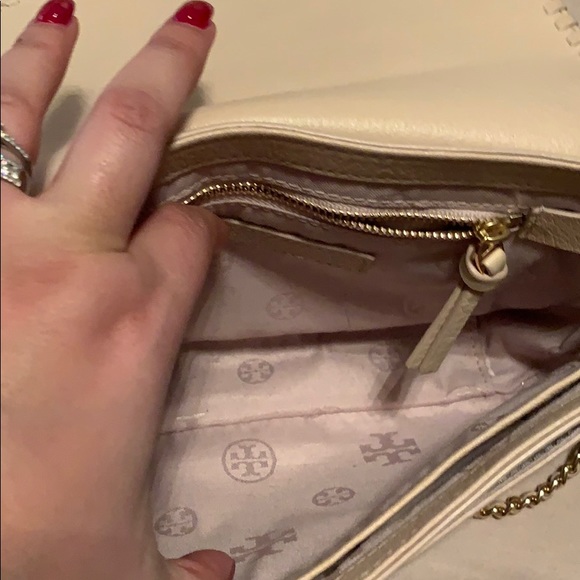 Tory Burch cross body bag! Cream color! Like New!